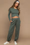 Smoky Fern Cropped Long Sleeve Pant Maternity Set
