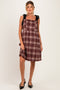 Burgundy Plaid Velvet Shoulder Tie Maternity Dress