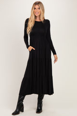 Black Long Sleeve Maternity Maxi Dress