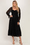 Black Sweetheart Lace Long Sleeve Maxi Dress