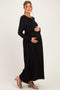 Black Empire Waist Long Sleeve Maxi Dress