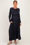 Navy Empire Waist Long Sleeve Maxi Dress