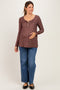 Brown Long Sleeve Maternity Henley Top