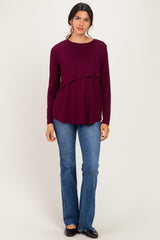 Burgundy Nursing Lift-Up Long Sleeve Top