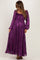 Plum Jacquard Smocked Ruffle Maternity Maxi Dress