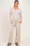 Oatmeal Henley Wide Leg Pant Maternity Lounge Set