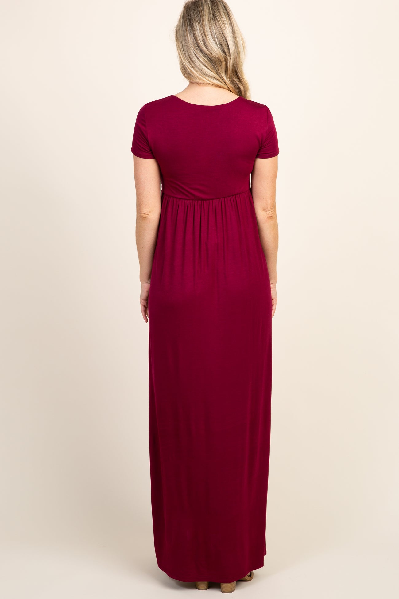 PinkBlush Burgundy Draped Maternity/Nursing Maxi Dress