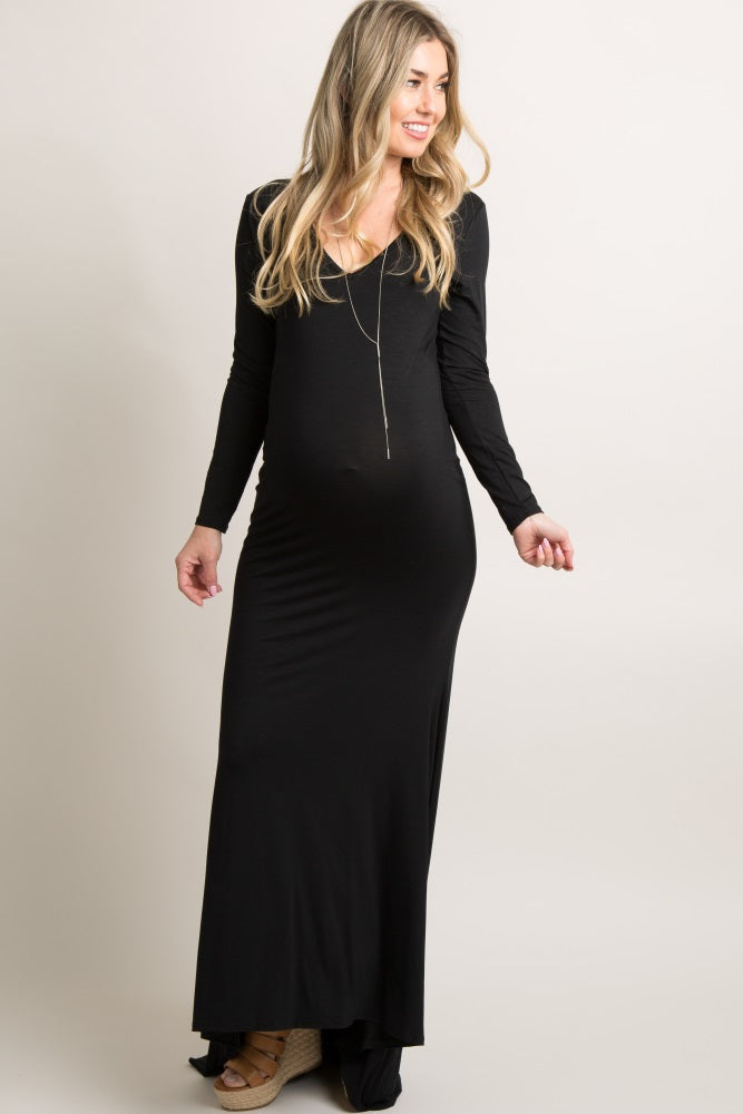 PinkBlush Black Long Sleeve Photoshoot Maternity Gown/Dress