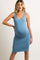 PinkBlush Blue Sleeveless Ruched Fitted Maternity Dress