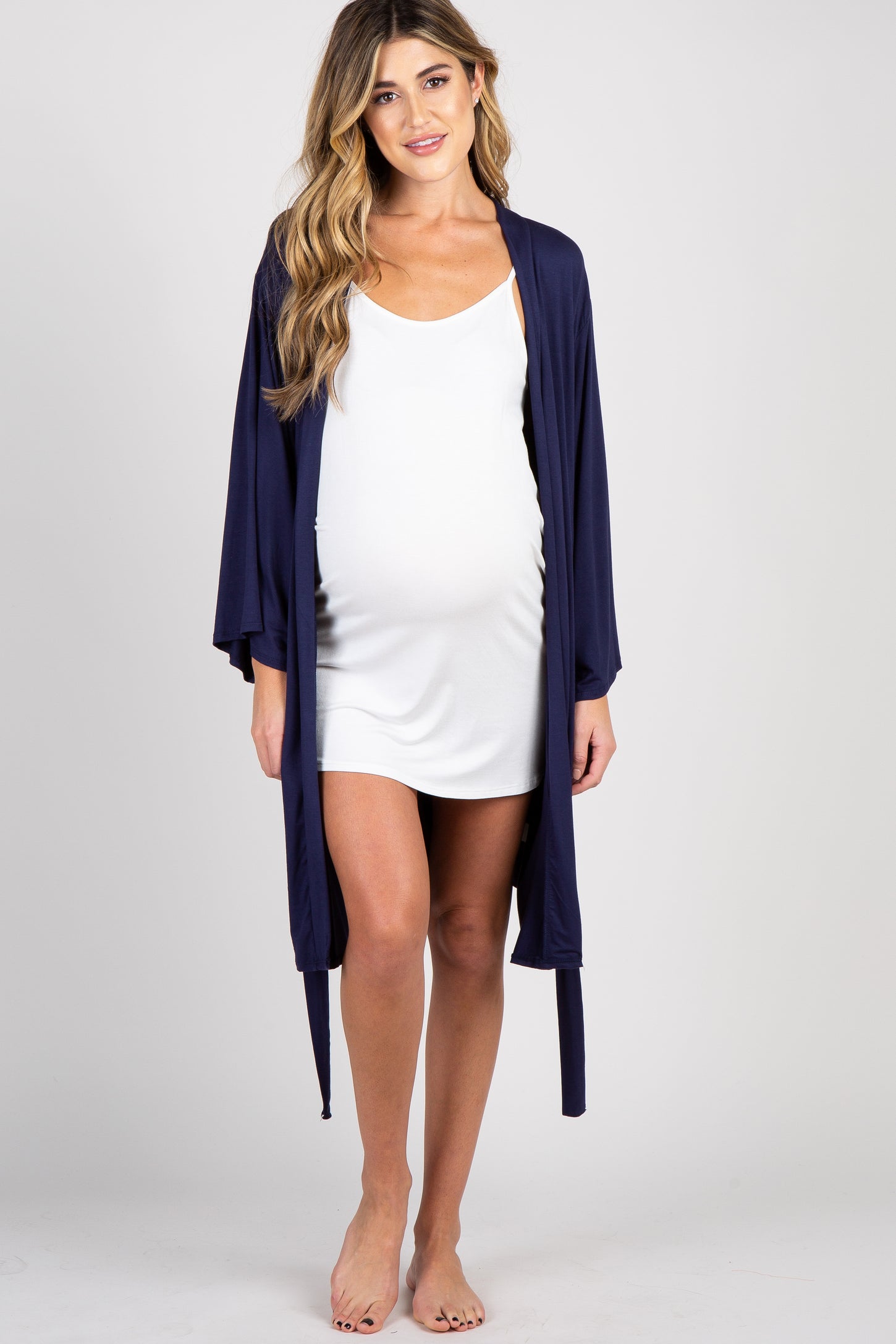 PinkBlush Navy Blue Delivery/Nursing Maternity Robe