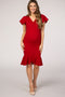 PinkBlush Red Ruffle Accent Fitted Maternity Wrap Dress