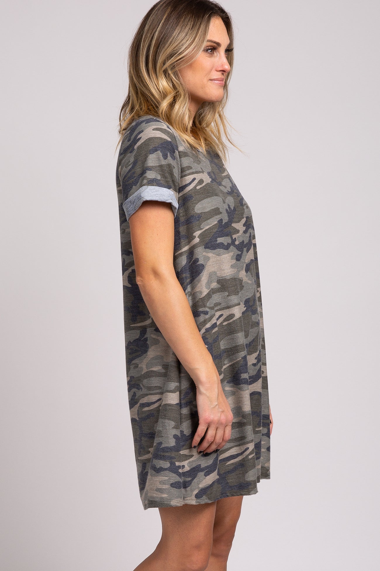 Olive Camo Cuff Sleeve Dress