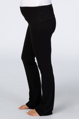 Black Flared Folded Waist Maternity Lounge Pants