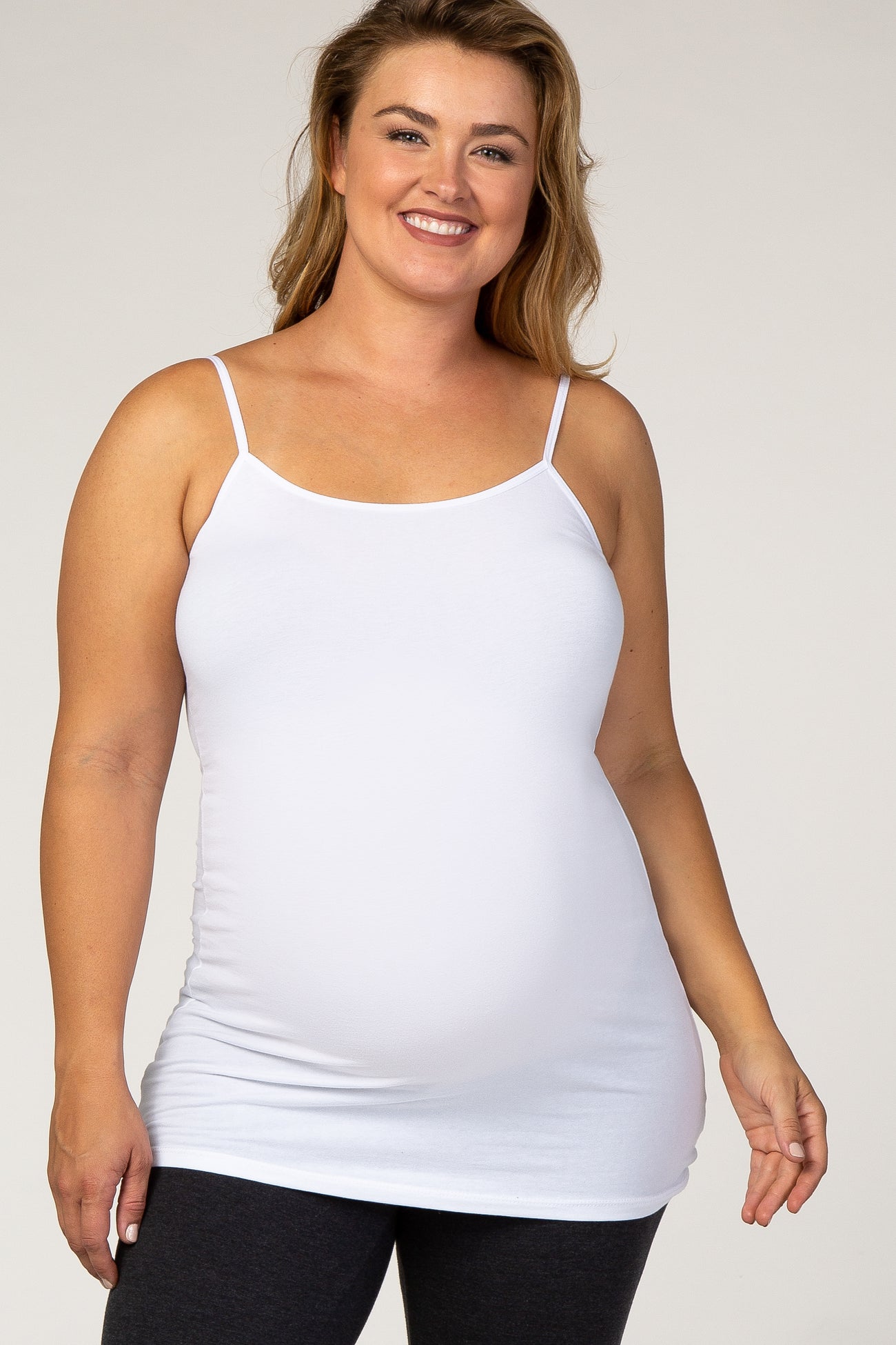 White Solid Maternity Plus Cami