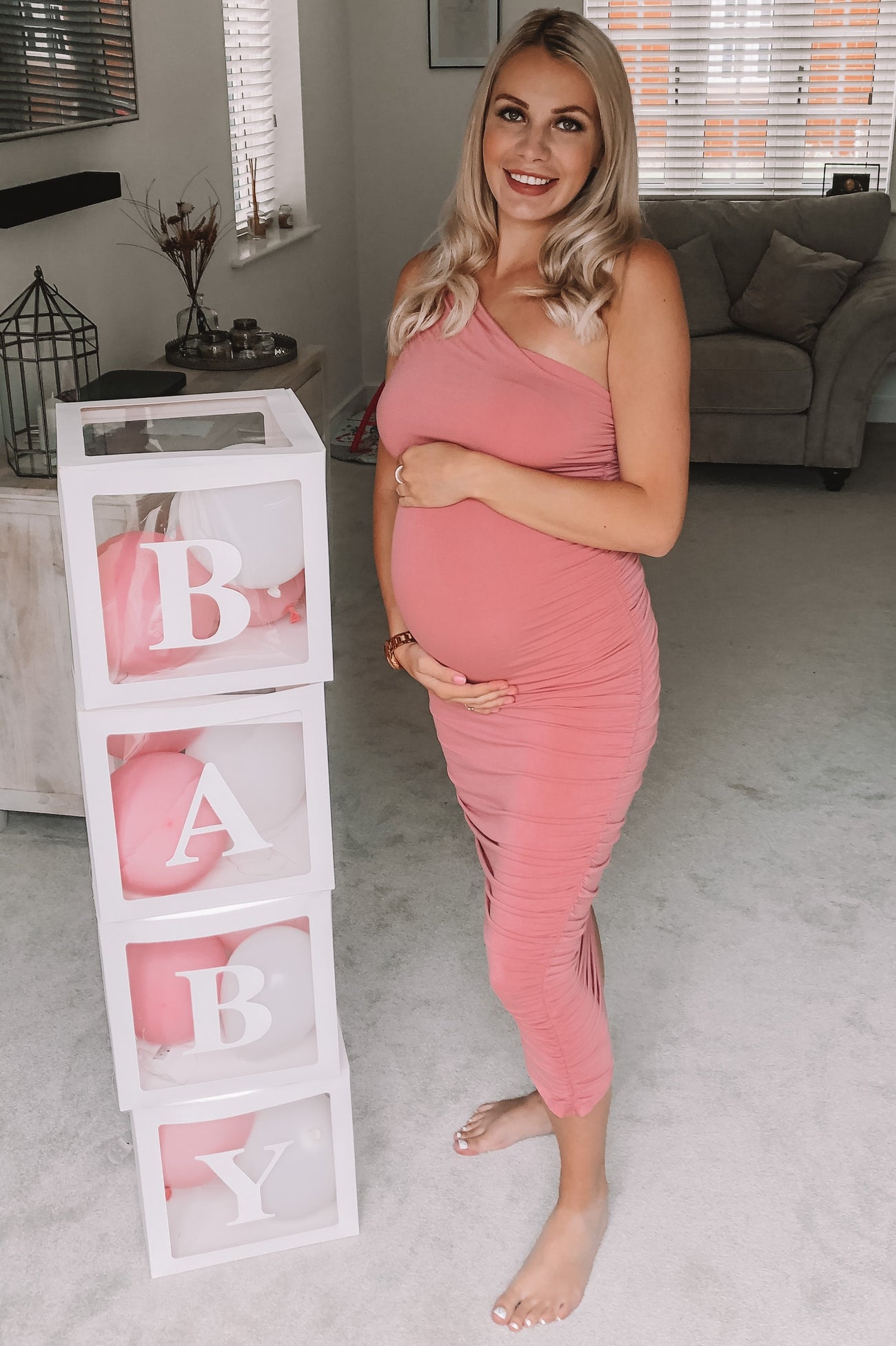 PinkBlush Mauve Ruched One Shoulder Maternity Dress