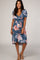 Blue Floral Draped Hi-Low Dress