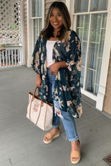 Forest Green Floral Sheer Cover Up