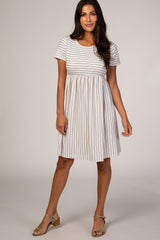 White Striped Maternity Babydoll Dress