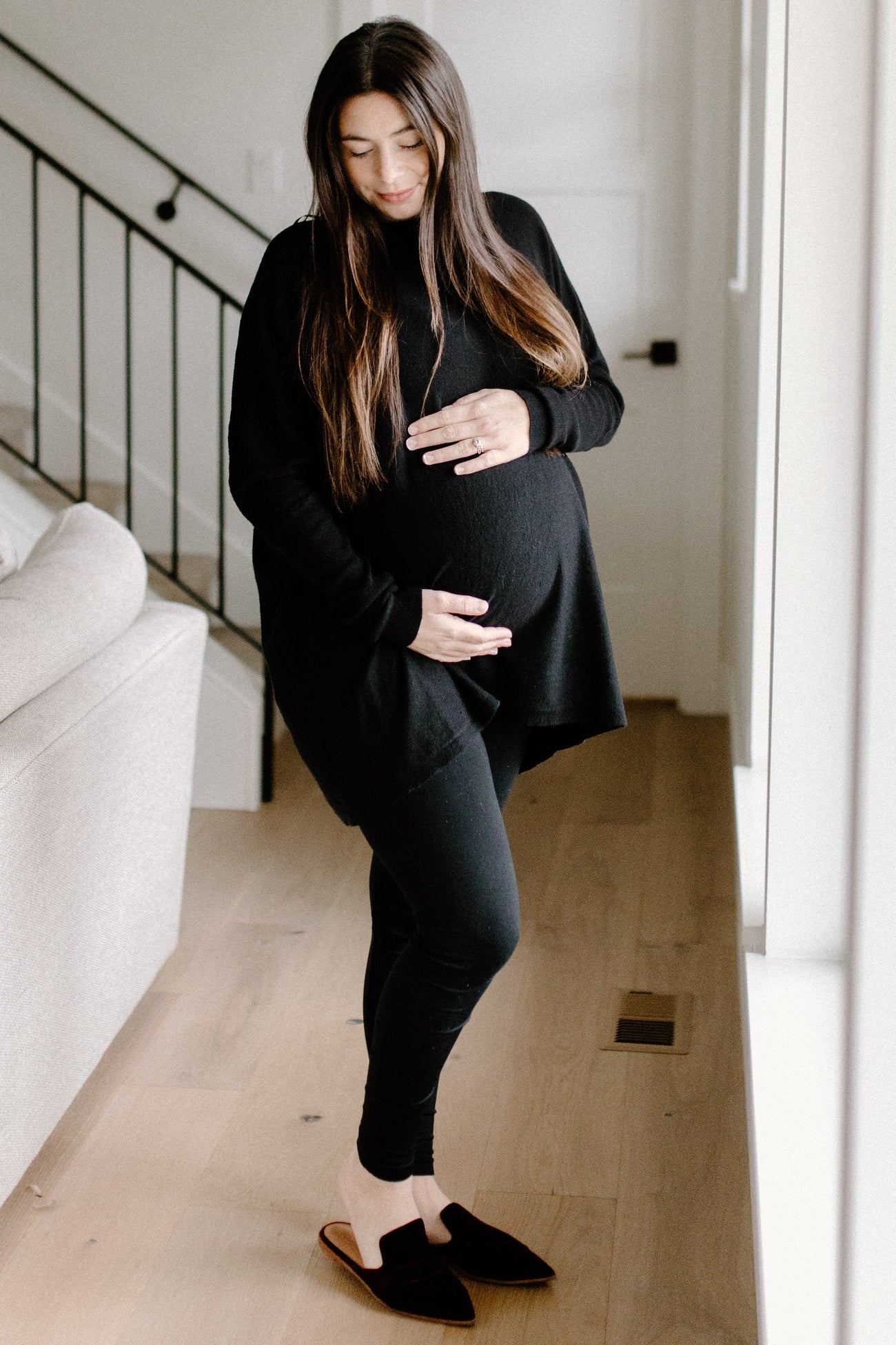 Black Soft Knit Boatneck Dolman Sleeve Maternity Sweater