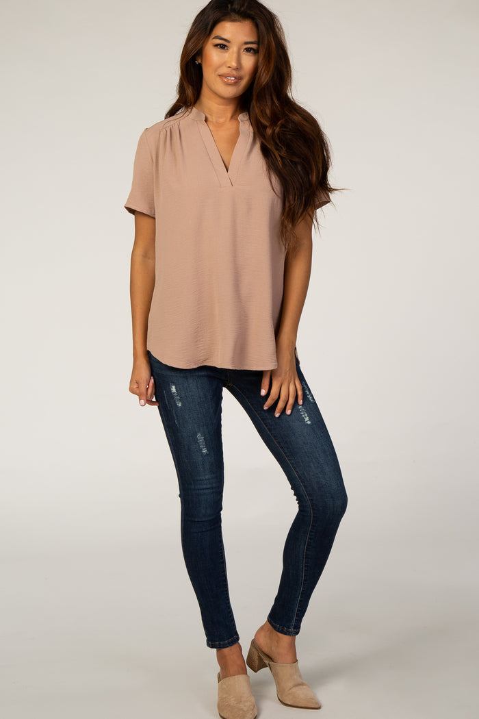 PinkBlush Mauve V-Neck Blouse