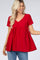 Red Swiss Dot Peplum Top