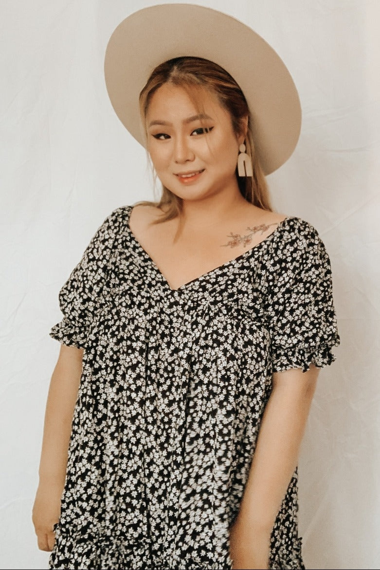 Black Floral Mini Dress