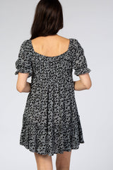 Black Floral Mini Dress