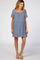 Blue Printed Chiffon Square Neck Ruffle Trim Maternity Dress