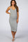 Heather Grey Striped Button Front Fitted Maternity Dress
