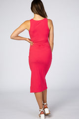 Fuchsia Ribbed Maternity Midi Dress