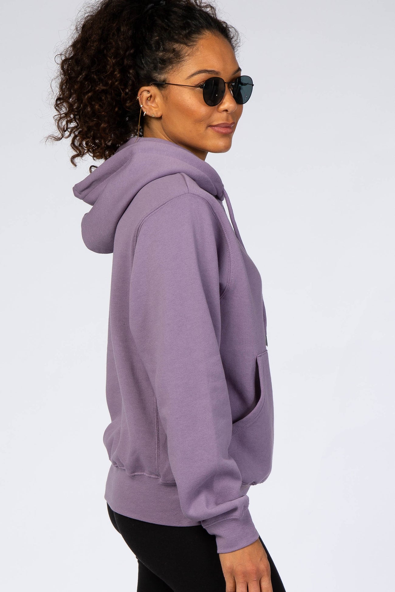 Purple Soft Fleece Drawstring Hoodie