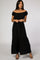 Black Off Shoulder Ruffle Hem Maxi Dress
