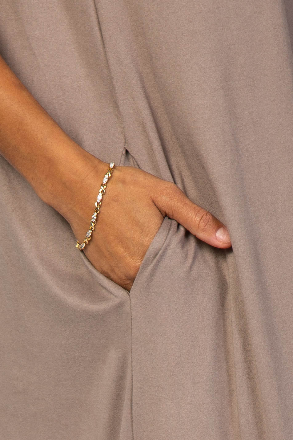 Taupe Side Slit Maxi Dress