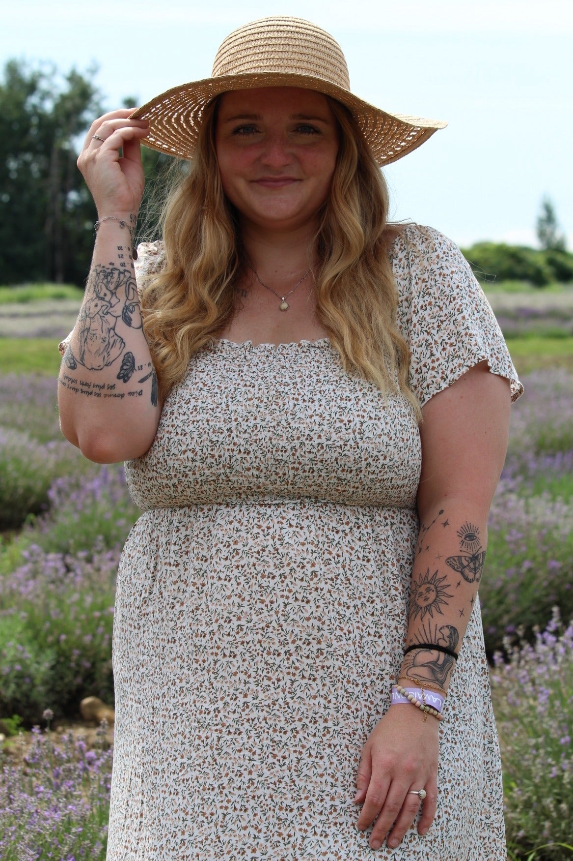 Ivory Floral Smocked Maxi Dress