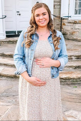 Ivory Floral Smocked Maternity Maxi Dress