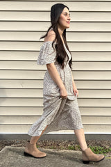 Ivory Floral Smocked Maxi Dress