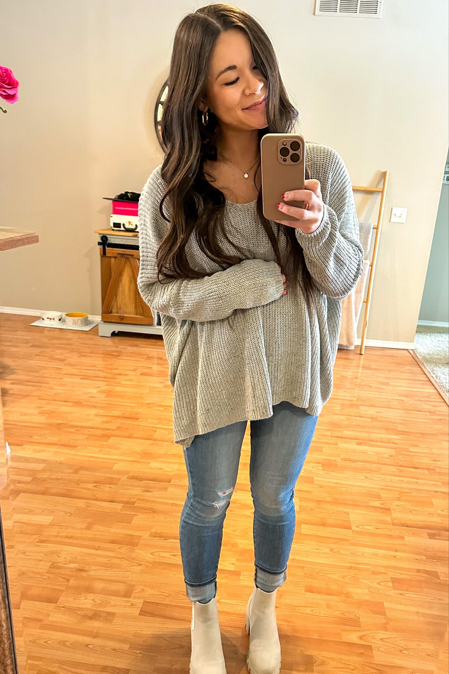 Grey Speckled Oversized Maternity Sweater