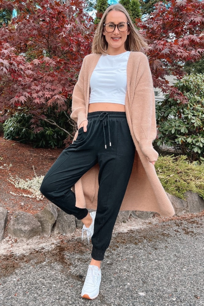 Taupe Bubble Sleeve Long Cardigan