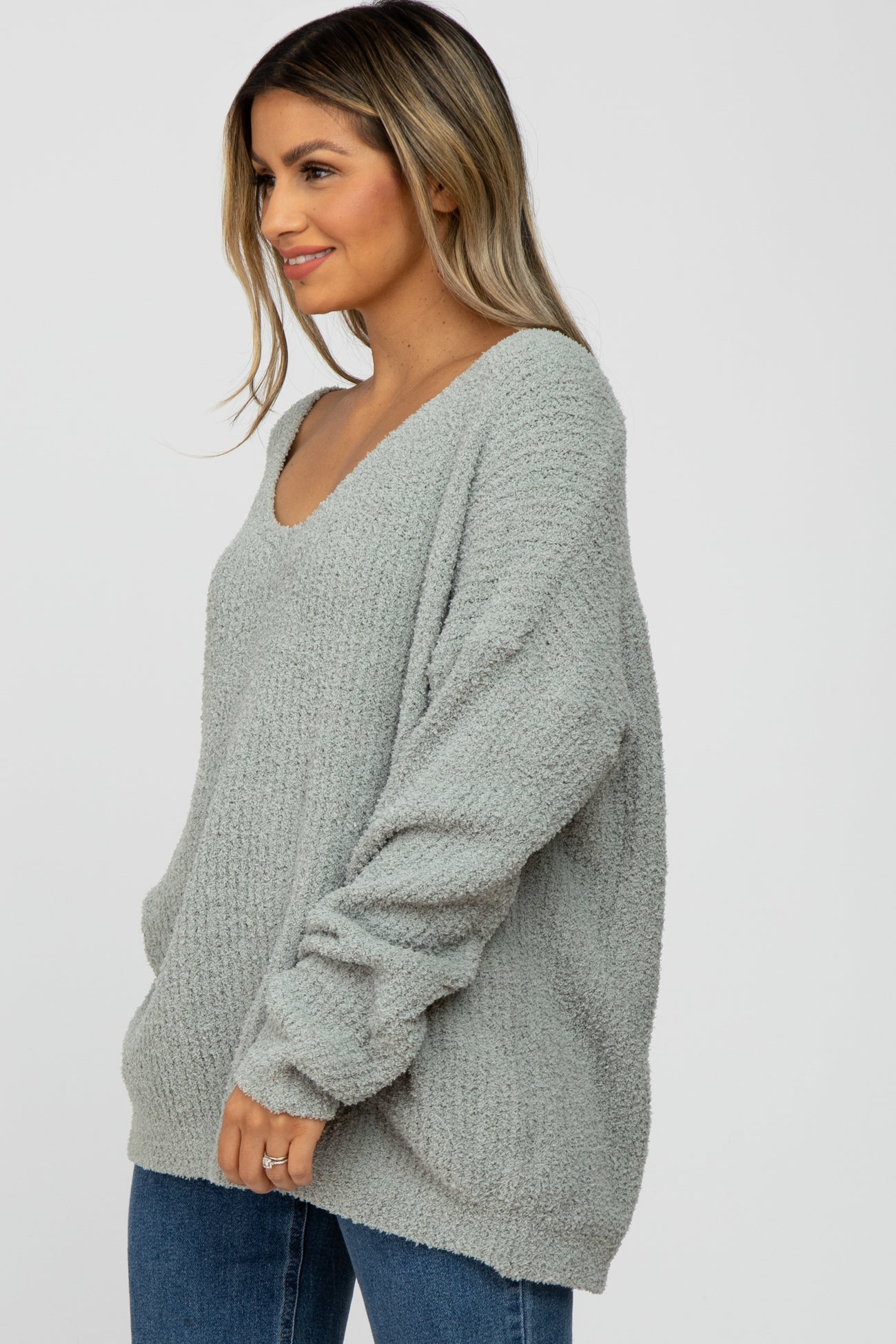 Mint Green V-Neck Soft Sweater