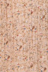 light peach maternity plus dress with floral print and pleated details