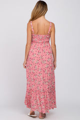 Pink Floral Maternity Maxi Dress