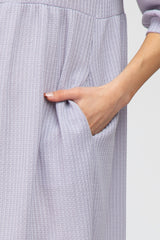 Lavender Button Accent 3/4 Sleeve Maternity Dress