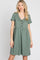 Olive Button Front Basic Dress