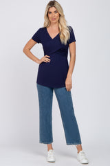 Navy Crossover Nursing Top