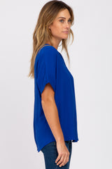 Royal Blue Short Sleeve Blouse