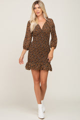 Black Floral Smocked Fitted Mini Dress