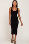 Black Fitted Knit Midi Dress
