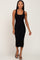 Black Fitted Knit Midi Dress