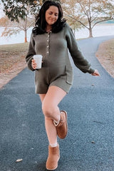 Olive Button Down Maternity Sweater Romper