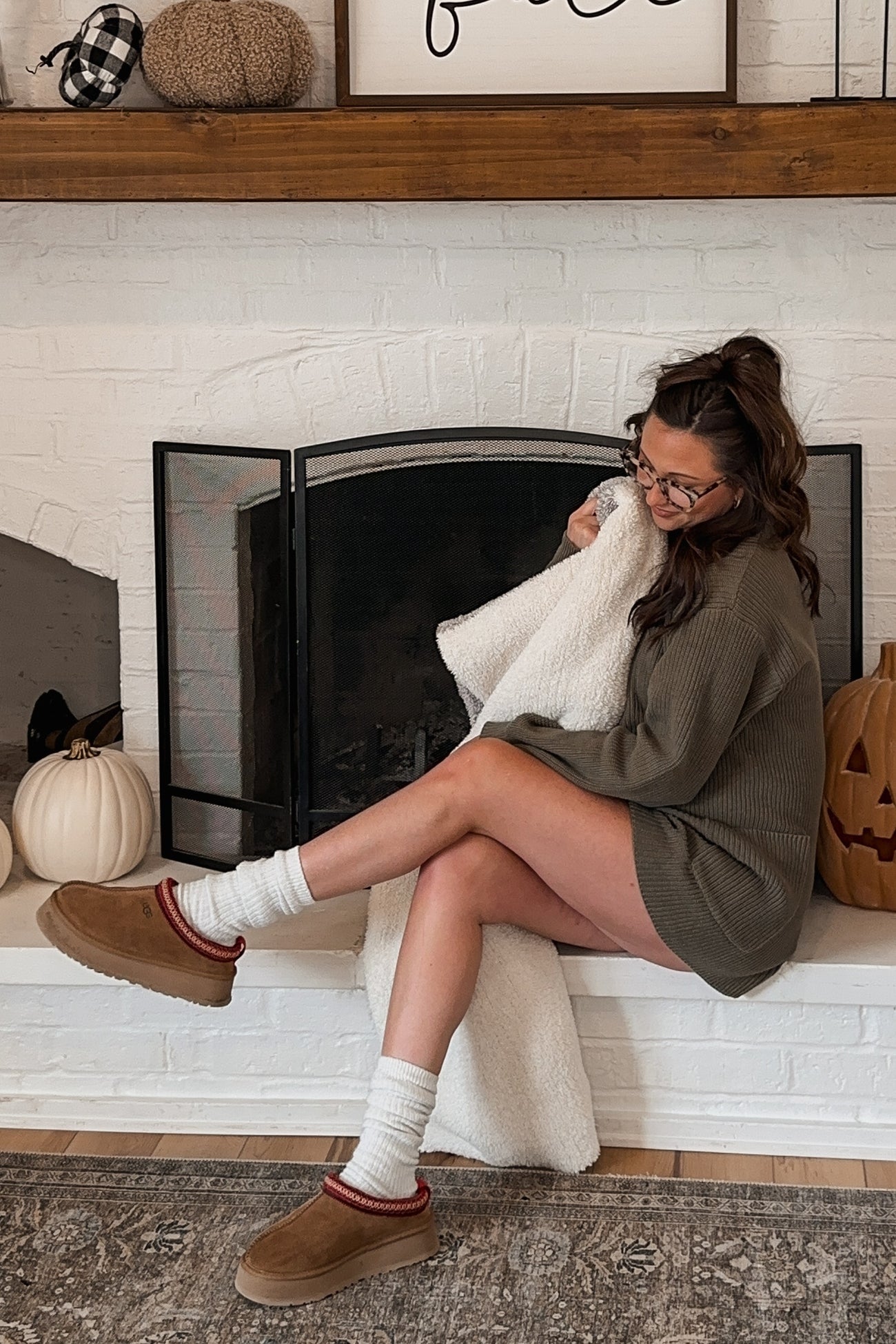 Olive Button Down Sweater Romper